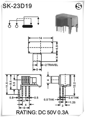 拔動開關三檔SK-23D19 企業集采優選，側柄設計靈活應用